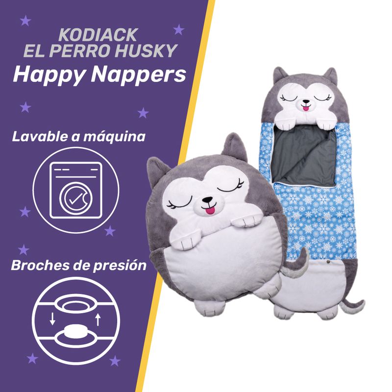 Happy Nappers Perro Esquimal peluche y saco de dormir